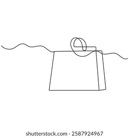 Shopping bag icon  continuous one line drawing  outline vector illustration 