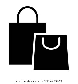 shopping bag icon design with creative modern concept and black and white glyph style logo shape for pictogram, website, ecommerce, satartup, web button design vector eps 10