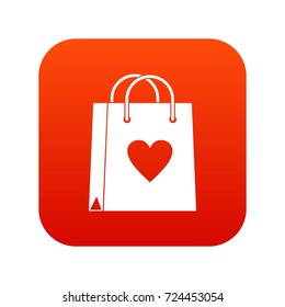 Shopping bag icon digital red for any design isolated on white vector illustration