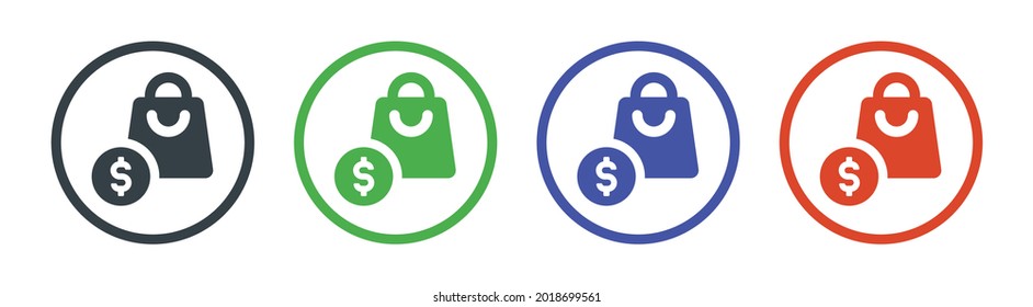 Shopping bag icon with dollar sign. Shopping and Retail concept