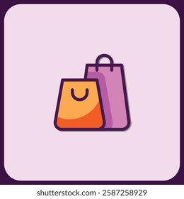 Shopping Bag Icon Duo: Modern Retail Graphic