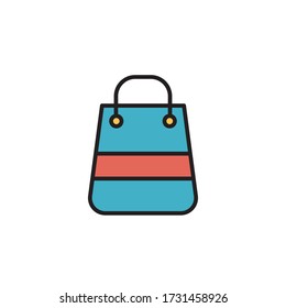 shopping bag icon filled outline vector. isolated on white background