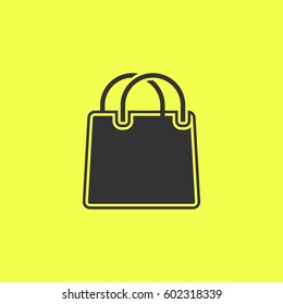 Shopping bag icon flat. 