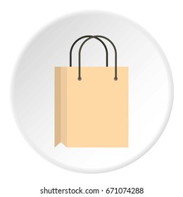 Shopping bag icon in flat circle isolated vector illustration for web