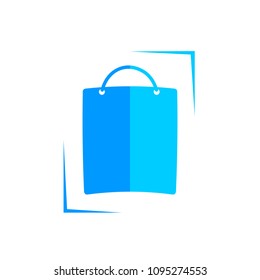 Shopping bag icon, flat design template, vector illustration