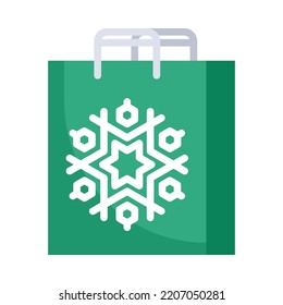 Shopping bag icon. Flat design. Paper shopping bag isolated on a white background. For presentation, graphic design. Vector Illustration.