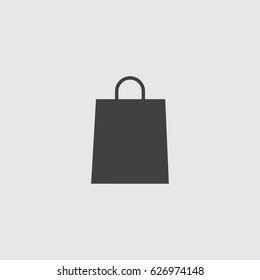 Shopping bag icon in a flat design in black color. Vector illustration eps10