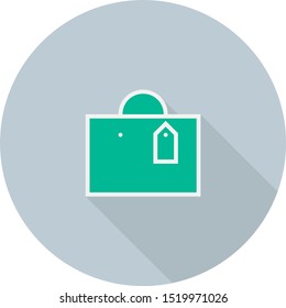 shopping bag icon. flat icon isolated with long shadow. vector illustration. Stylish package for purchase.