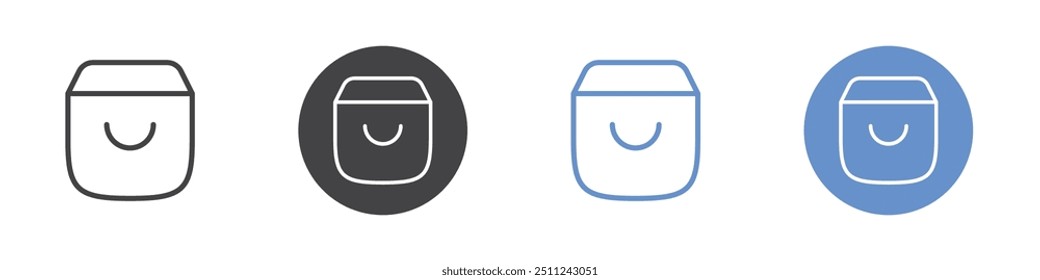 Shopping bag icon Flat set in black and white color