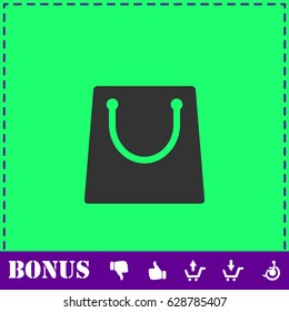 Shopping bag icon flat. Simple vector symbol and bonus icon