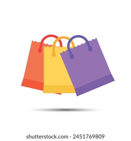 Shopping bag icon in flat style. Package vector illustration on isolated background. Purchase sign business concept.