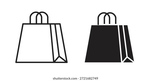 Ícone de saco de compras plano e pacote de vetor de traçado fino. Conjunto de ícones editáveis
