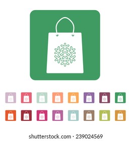 The shopping bag icon. Shopping bag. Flat. Vector illustration Button Set