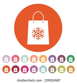The shopping bag icon. Shopping bag. Flat. Vector illustration Button Set