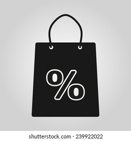 The shopping bag icon. Flat. Vector illustration