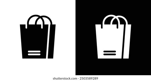 Shopping bag icon Flat vector set outline