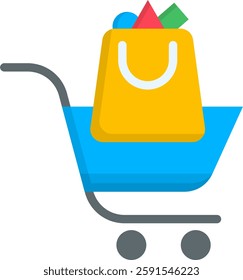 Shopping Bag Icon Flat Vector Illustration