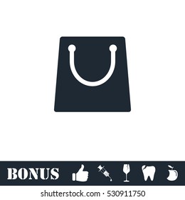 Shopping bag icon flat. Vector illustration symbol and bonus pictogram