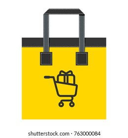 Shopping bag icon. Flat vector cartoon illustration. Objects isolated on white background.