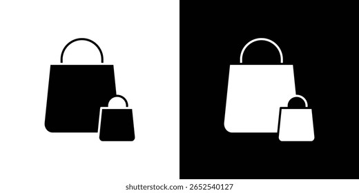 Shopping bag icon in flat version on black and white background