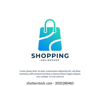 Shopping bag icon. Geometric Shape with Colorful Logo. Suitable for online shop logos
