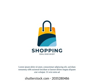 Shopping bag icon. Geometric Shape with Colorful Logo. Suitable for online shop logos