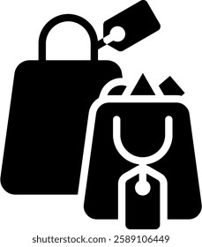 Shopping Bag Icon Glyph Vector Illustration