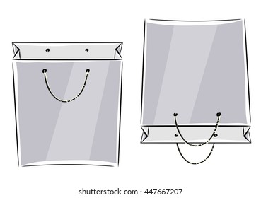 Shopping bag icon in grey color. Elegance sketch vector illustration.