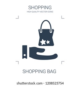 shopping bag icon. high quality filled shopping bag icon on white background. from shopping collection flat trendy vector shopping bag symbol. use for web and mobile
