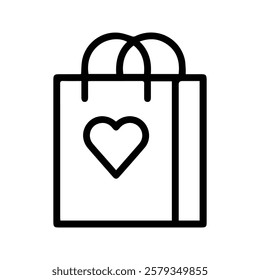 Shopping Bag Icon. Illustration of Shopping Bag icon With Heart Symbol.