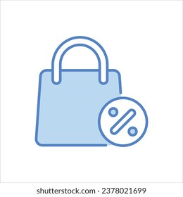 Icono de la bolsa de compras islolar la ilustración del material del vector de fondo blanco.