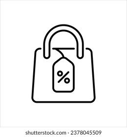 Icono de la bolsa de compras islolar la ilustración del material del vector de fondo blanco.