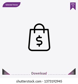 Shopping bag icon isolated on grey background.Premium symbol for website design, mobile application, logo, ui.Modern, simple, isolated, flat best quality icon for web site designs or mobile apps.
