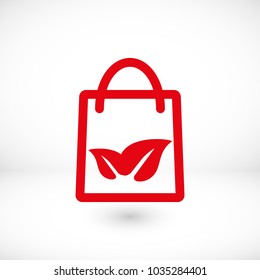 Shopping bag icon, leaf icon
