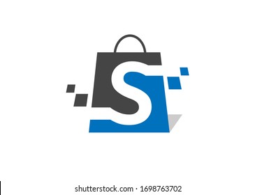 Shopping bag icon with letter s trendy and modern symbol