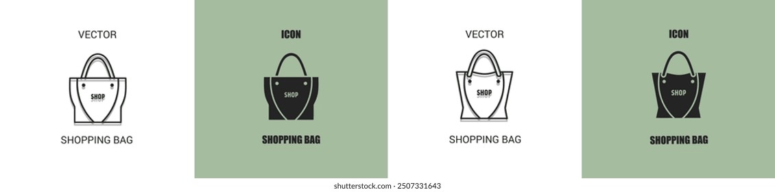 Línea del icono del bolso de compras. Bolsa de compras Ilustración vectorial.