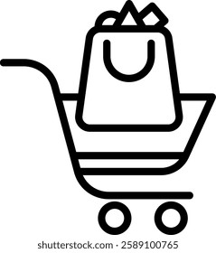 Shopping Bag Icon Line Vector Illustration