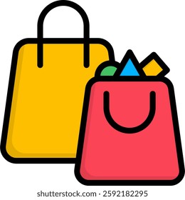 Shopping Bag Icon Lineal Color Vector Illustration