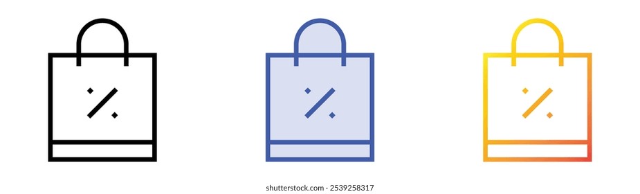 shopping bag icon. Linear, Blue Fill and Gradient Style Design Isolated On White Background