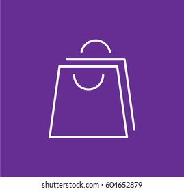 Shopping bag icon. Linear style. Isolated vector.