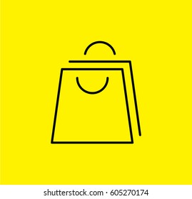 Shopping bag icon. Linear style. Isolated vector.