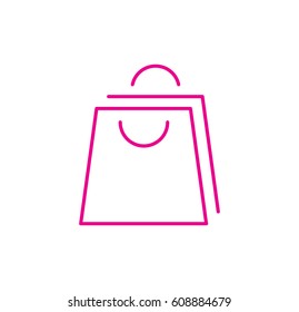 Shopping bag icon. Linear style. Isolated vector.