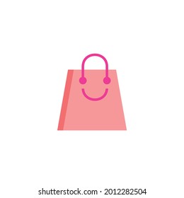 shopping bag icon logo with smiling emoji svg