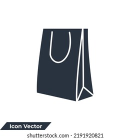 shopping bag icon logo vector illustration. Paper market bag symbol template for graphic and web design collection