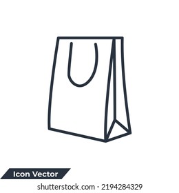 shopping bag icon logo vector illustration. Paper market bag symbol template for graphic and web design collection