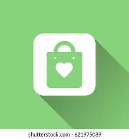 Shopping bag icon with long shadow