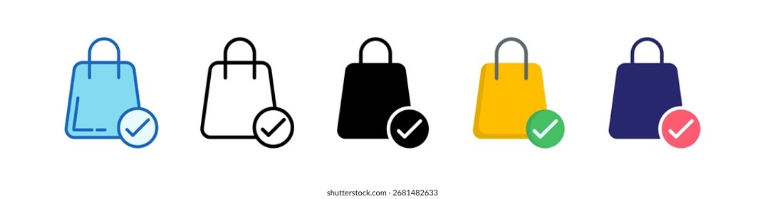 Colección de conjunto de estilo múltiple de icono de bolso de compras.