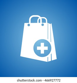 Shopping bag Icon on blue color. 