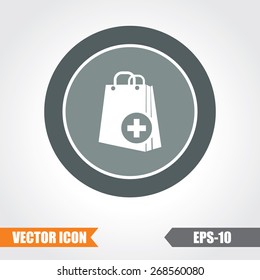 Shopping Bag Icon On Map Pointer. Eps.-10.