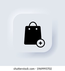 Shopping bag icon. Shopping online. Add to card symbol. Neumorphic UI UX white user interface web button. Neumorphism. Vector EPS 10.
